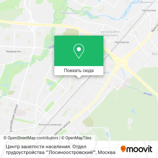 Карта Центр занятости населения. Отдел трудоустройства ""Лосиноостровский""