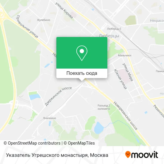 Карта Указатель Угрешского монастыря