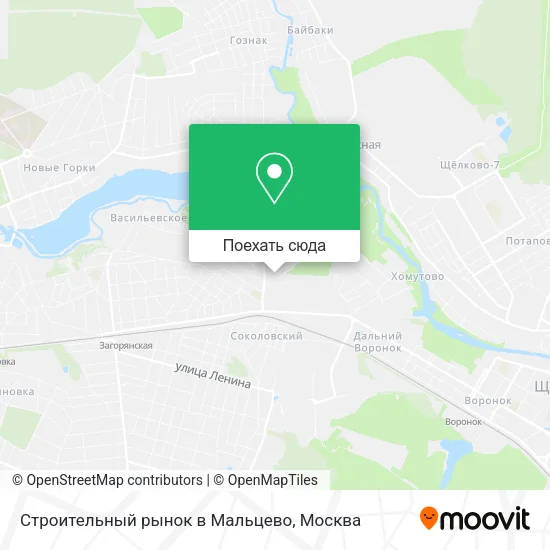 Карта Строительный рынок в Мальцево