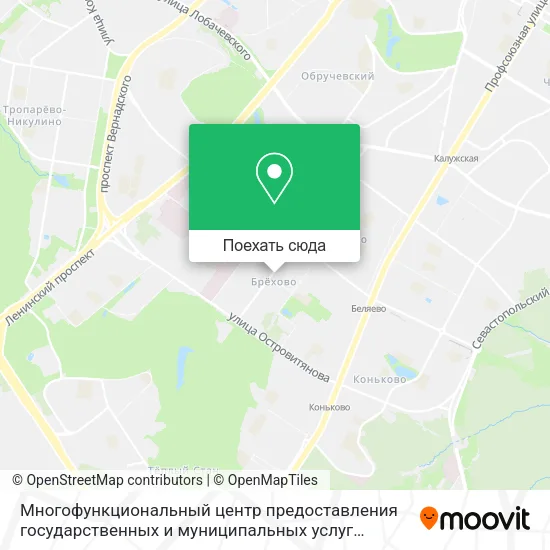 Карта Многофункциональный центр предоставления государственных и муниципальных услуг Коньково