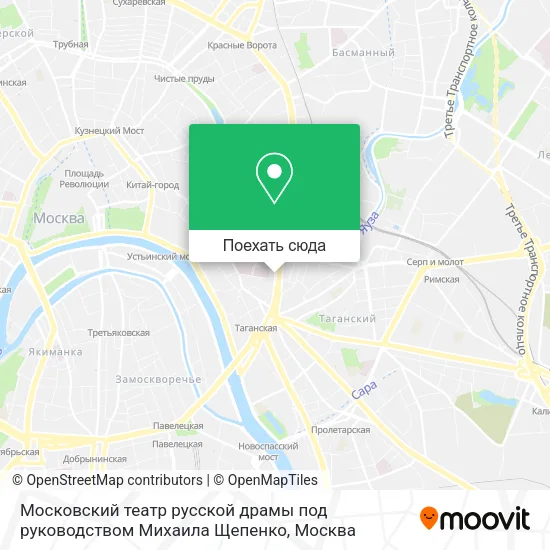 Карта Московский театр русской драмы под руководством Михаила Щепенко