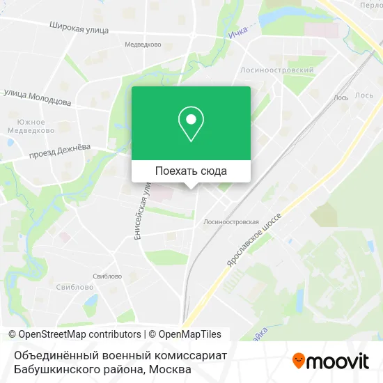 Карта Объединённый военный комиссариат Бабушкинского района