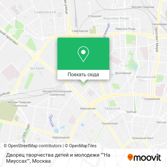 Карта Дворец творчества детей и молодежи ""На Миуссах""