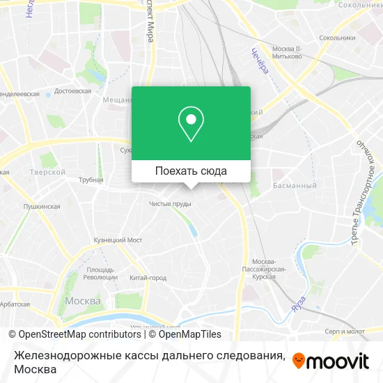 Карта Железнодорожные кассы дальнего следования
