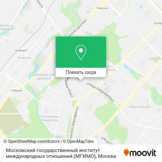 Карта Московский государственный институт международных отношений (МГИМО)