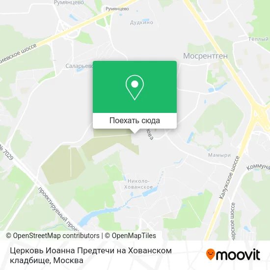 Карта Церковь Иоанна Предтечи на Хованском кладбище