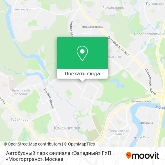 Карта Автобусный парк филиала «Западный» ГУП «Мосгортранс»