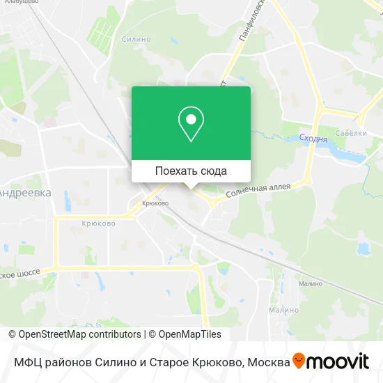 Карта МФЦ районов Силино и Старое Крюково