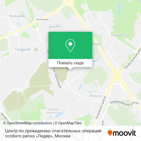 Карта Центр по проведению спасательных операций особого риска «Лидер»