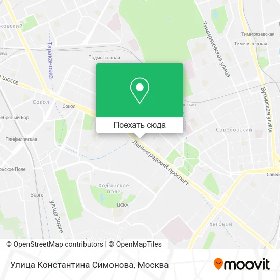 Карта Улица Константина Симонова