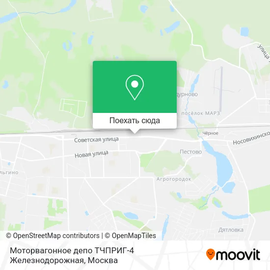 Карта Моторвагонное депо ТЧПРИГ-4 Железнодорожная