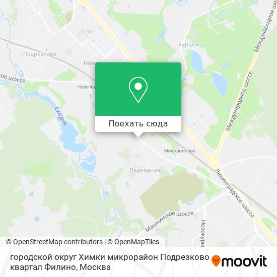 Карта городской округ Химки микрорайон Подрезково квартал Филино