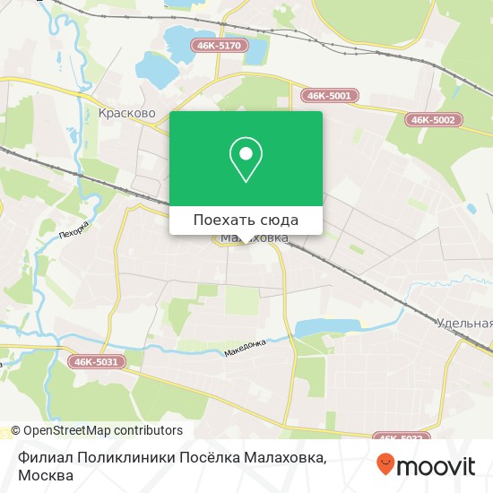 Карта Филиал Поликлиники Посёлка Малаховка