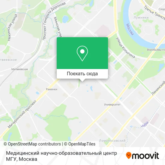 Карта Медицинский научно-образовательный центр МГУ