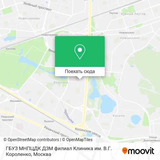 Карта ГБУЗ МНПЦДК ДЗМ филиал Клиника им. В.Г. Короленко