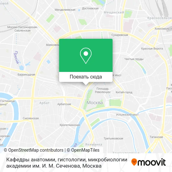 Карта Кафедры анатомии, гистологии, микробиологии академии им. И. М. Сеченова