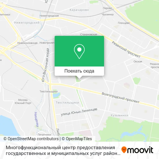 Карта Многофункциональный центр предоставления государственных и муниципальных услуг района Текстильщики