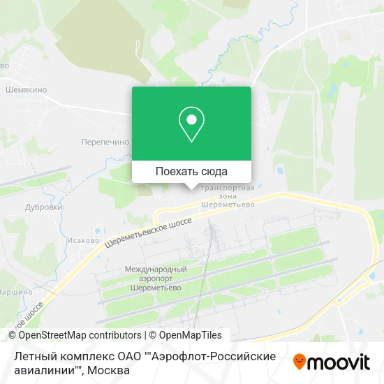Карта Летный комплекс ОАО ""Аэрофлот-Российские авиалинии""