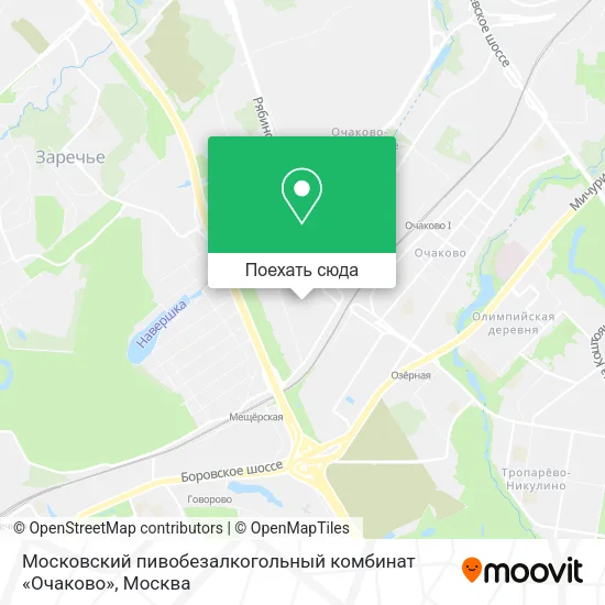 Карта Московский пивобезалкогольный комбинат «Очаково»