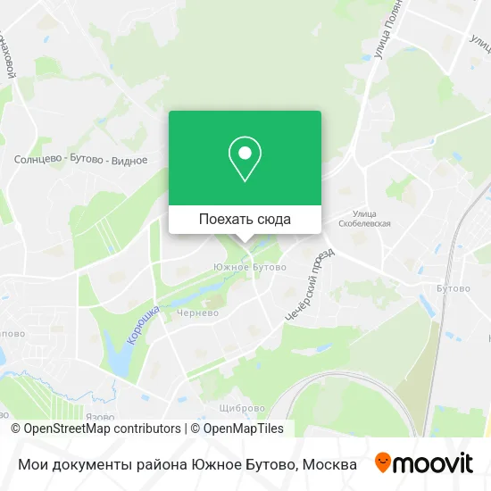 Карта Мои документы района Южное Бутово