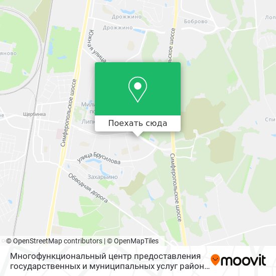 Карта Многофункциональный центр предоставления государственных и муниципальных услуг района Южное Бутово