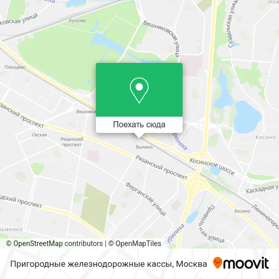 Карта Пригородные железнодорожные кассы