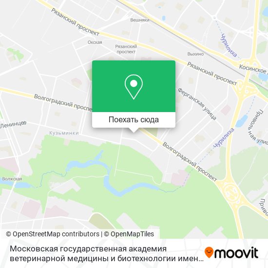 Карта Московская государственная академия ветеринарной медицины и биотехнологии имени К. И. Скрябина