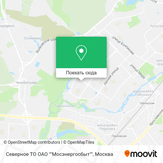 Карта Северное ТО ОАО ""Мосэнергосбыт""