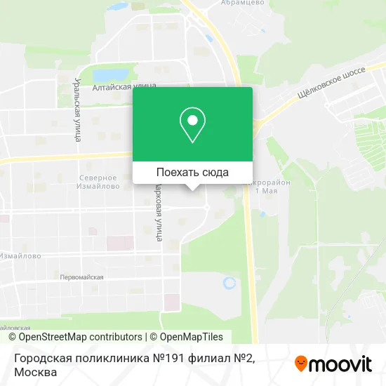 Карта Городская поликлиника №191 филиал №2