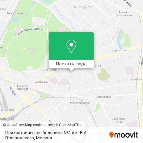 Карта Психиатрическая больница №4 им. В.А. Гиляровского