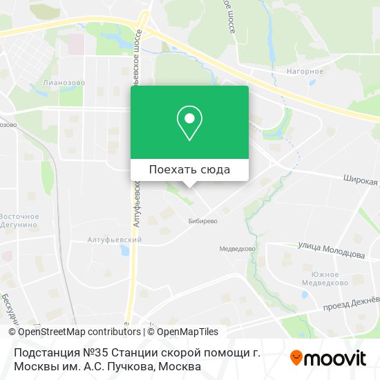 Карта Подстанция №35 Станции скорой помощи г. Москвы им. А.С. Пучкова