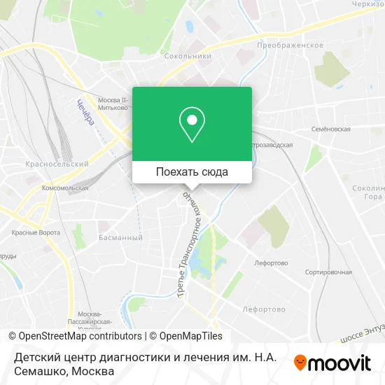 Карта Детский центр диагностики и лечения им. Н.А. Семашко