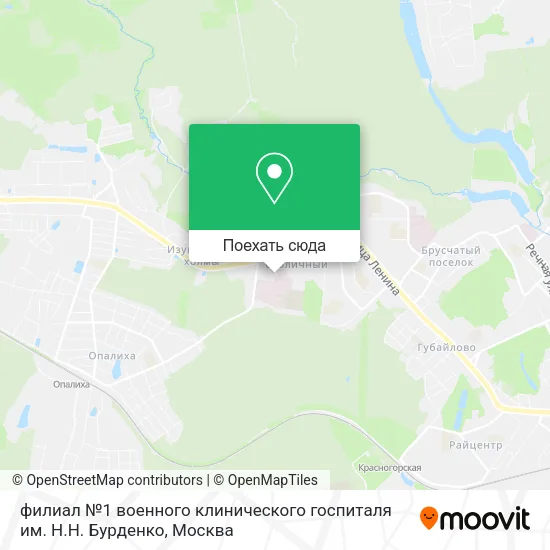 Карта филиал №1 военного клинического госпиталя им. Н.Н. Бурденко