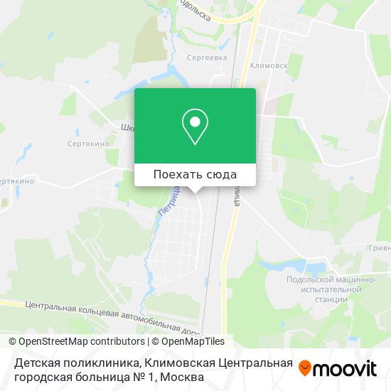 Карта Детская поликлиника, Климовская Центральная городская больница № 1