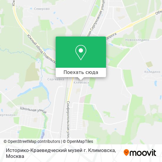 Карта Историко-Краеведческий музей г. Климовска