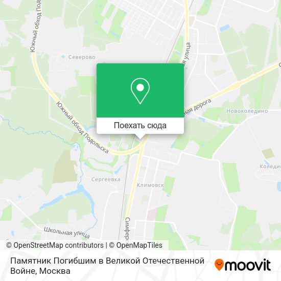 Карта Памятник Погибшим в Великой Отечественной Войне