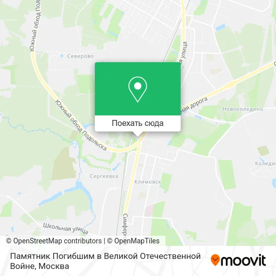 Карта Памятник Погибшим в Великой Отечественной Войне
