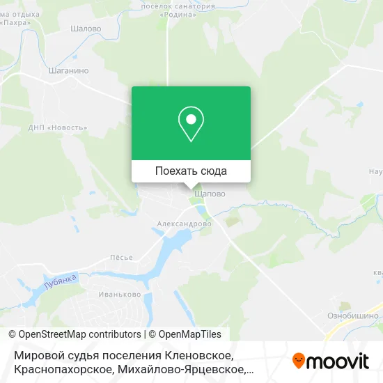 Карта Мировой судья поселения Кленовское, Краснопахорское, Михайлово-Ярцевское, Щаповское