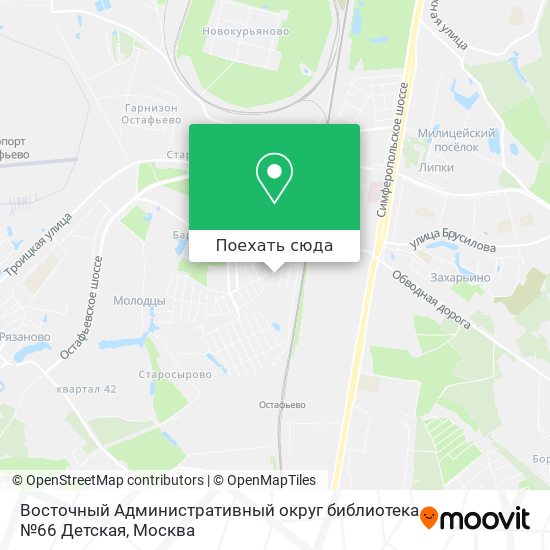 Карта Восточный Административный округ библиотека №66 Детская