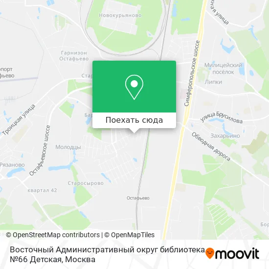 Карта Восточный Административный округ библиотека №66 Детская