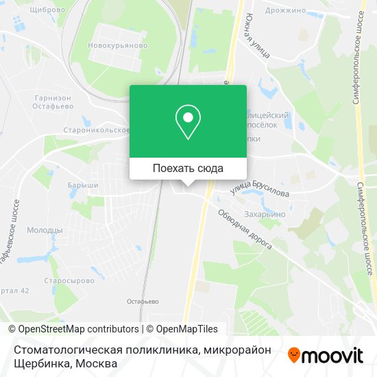Карта Стоматологическая поликлиника, микрорайон Щербинка