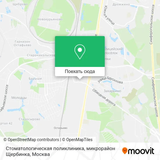 Карта Стоматологическая поликлиника, микрорайон Щербинка