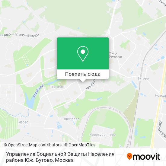 Карта Управление Социальной Защиты Населения района Юж. Бутово