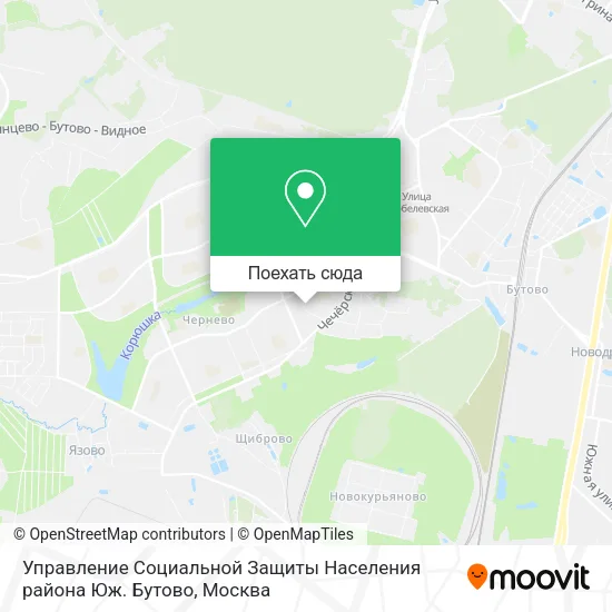 Карта Управление Социальной Защиты Населения района Юж. Бутово