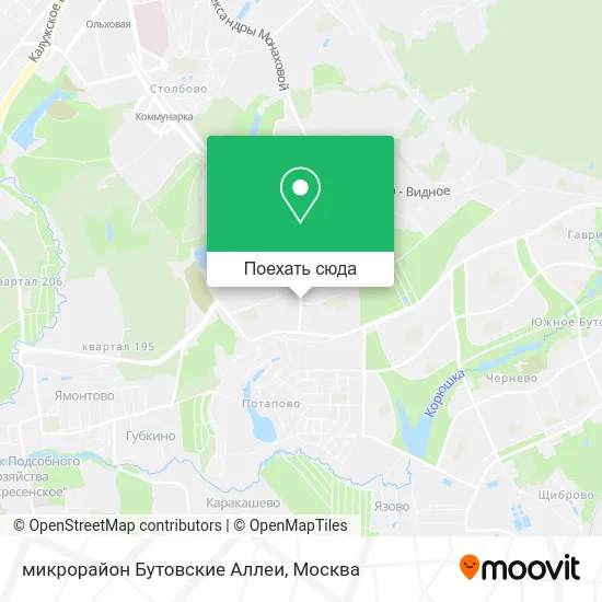 Карта микрорайон Бутовские Аллеи