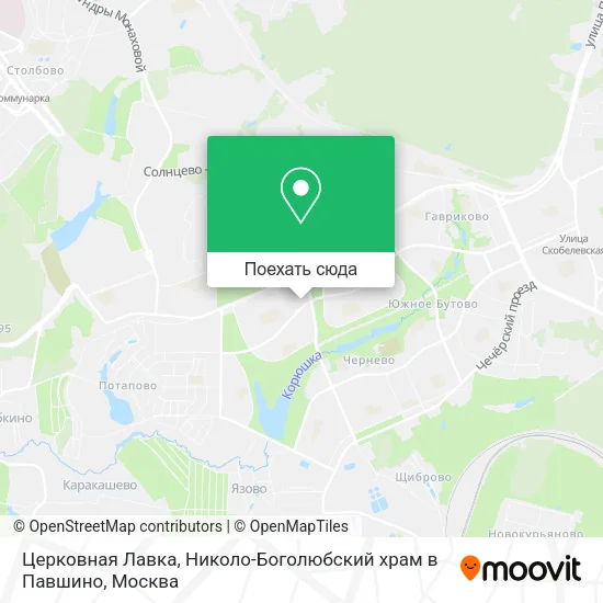 Карта Церковная Лавка, Николо-Боголюбский храм в Павшино