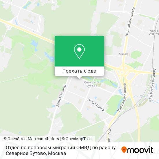 Карта Отдел по вопросам миграции ОМВД по району Северное Бутово