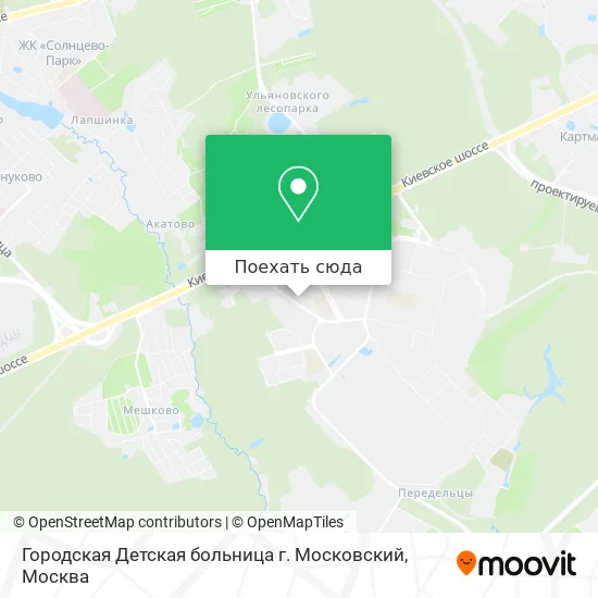 Карта Городская Детская больница г. Московский