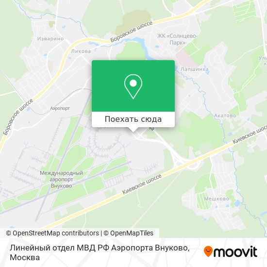 Карта Линейный отдел МВД РФ Аэропорта Внуково