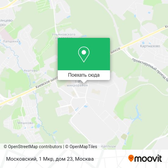 Карта Московский, 1 Мкр, дом 23
